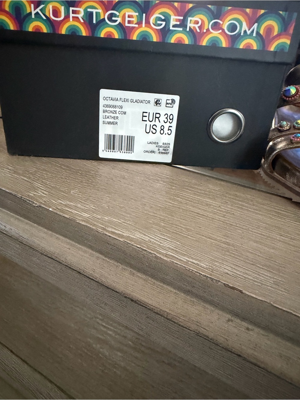 Kurt Geiger Bronze Metallic Jeweled Strappy Sandals - Picture 6 of 6